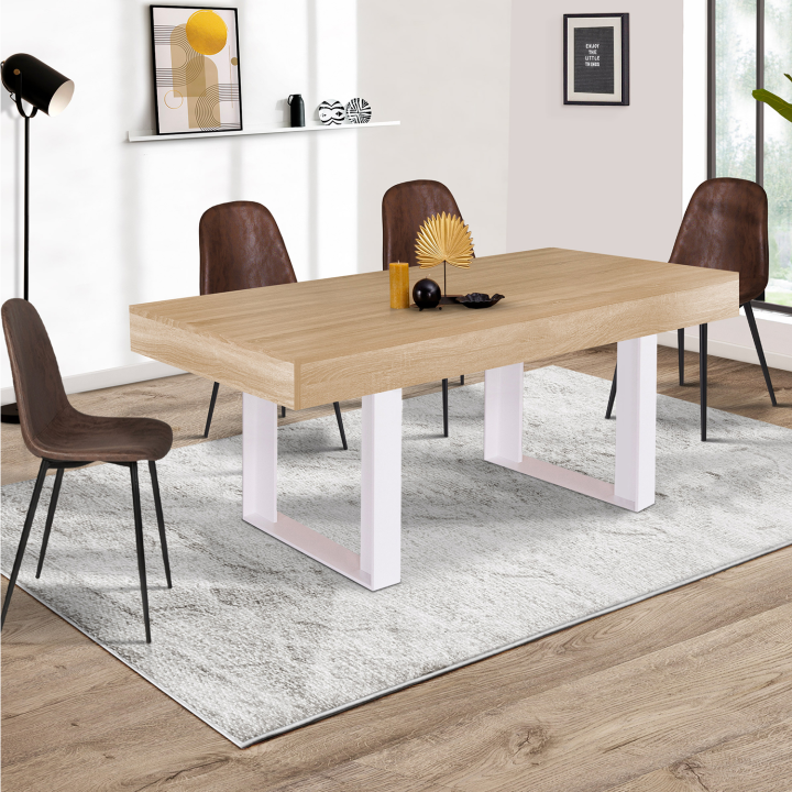 Mesa de comedor de madera y blanco para 6 160 cm - PHOENIX | ID Market