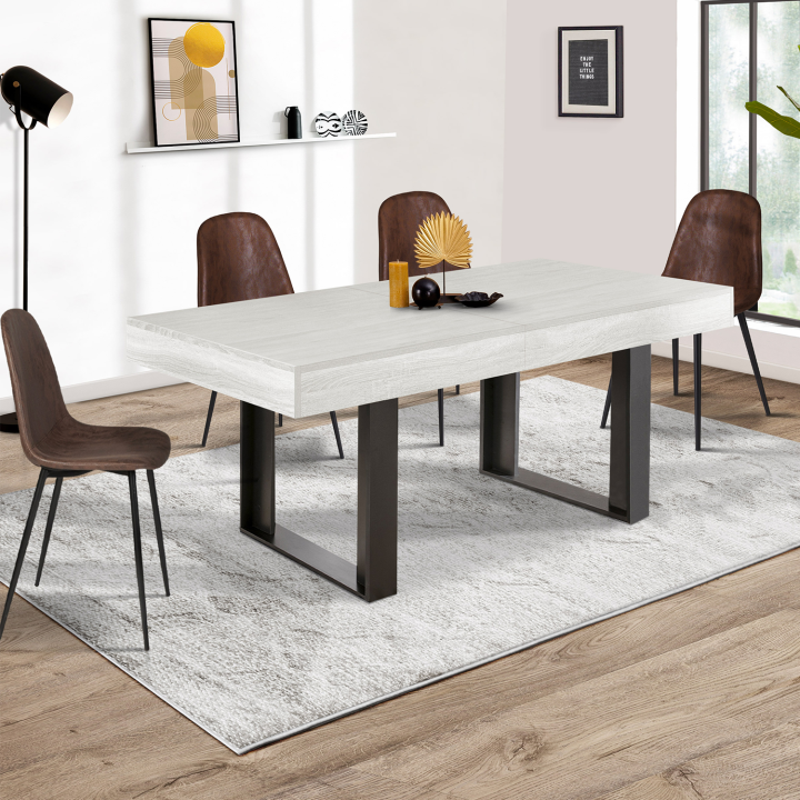 Mesa de comedor extensible madera gris 160cm a 200cm - PHOENIX | ID Market