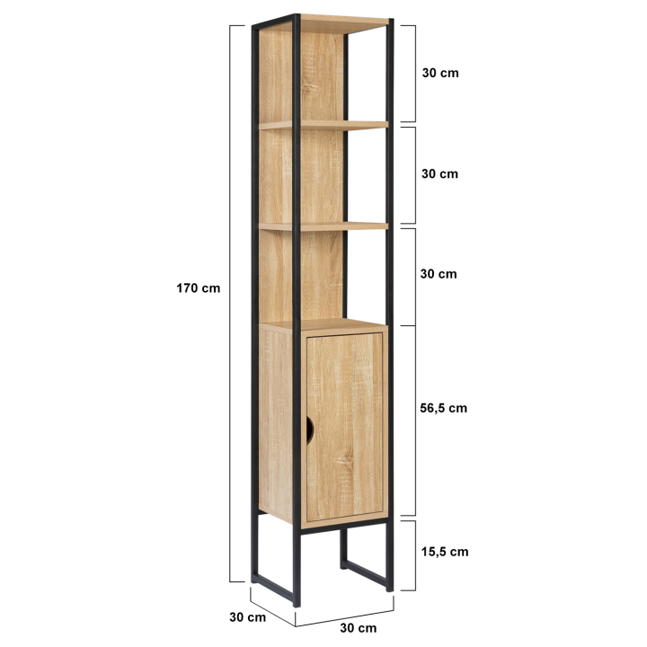 Columna de baño industrial de madera y metal negro - DETROIT | ID Market