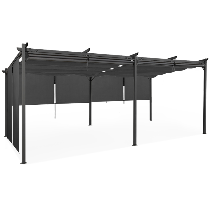 Pergola édition spéciale toit rétractable 3x6 M et 6 stores gris anthracite