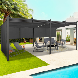 Pergola édition spéciale toit rétractable 3x6 M et 6 stores gris anthracite