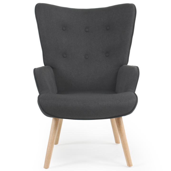 Fauteuil scandinave IVAR + repose pieds gris anthracite