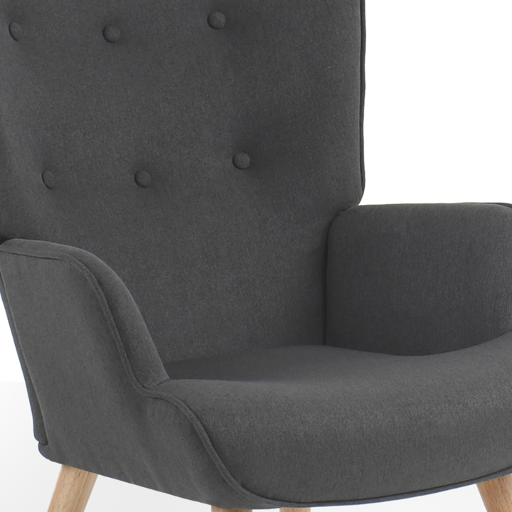 Fauteuil scandinave IVAR + repose pieds gris anthracite