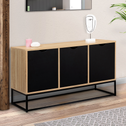 Buffet bas 3 portes noires 113 cm BOSTON design industriel