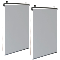 Lot de 2 stores enrouleurs L.125 x H. 225 CM pour pergola gris clair