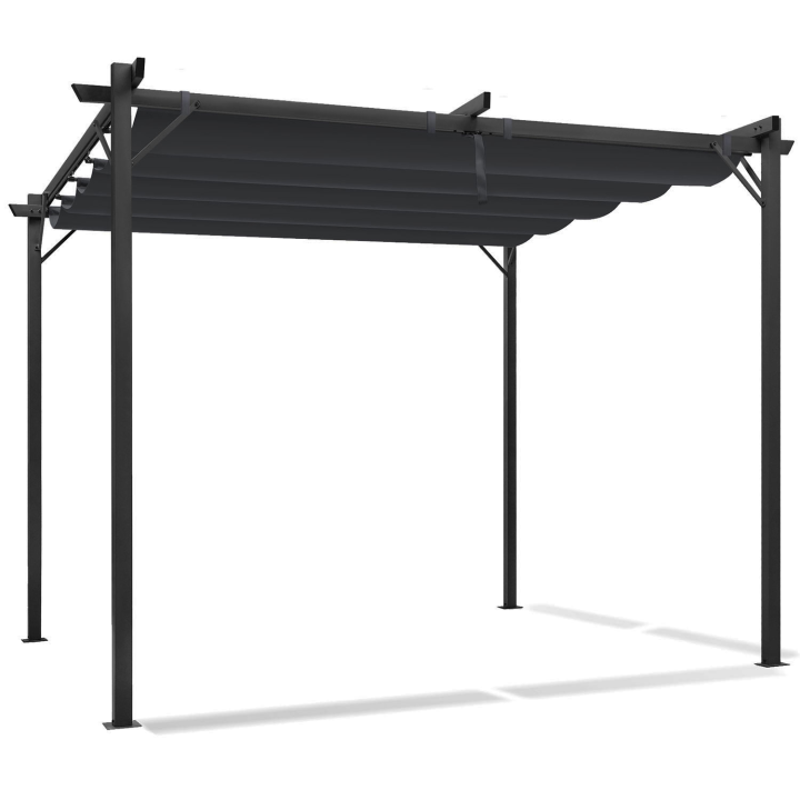 Pergola édition spéciale toit rétractable 3x3 M et 4 stores gris anthracite