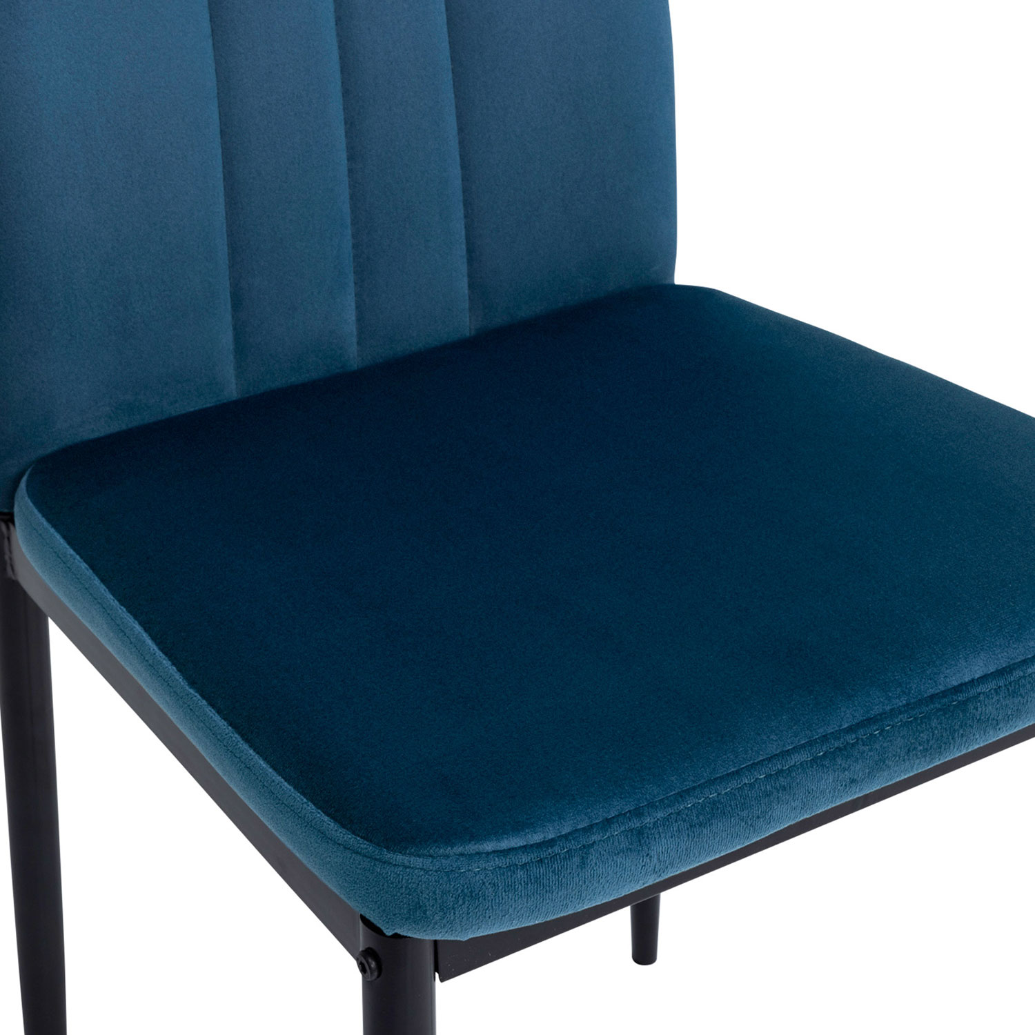 Lot de 6 chaises de salle à manger en velours coloris bleu PEGANE