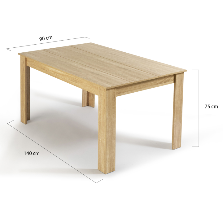 Mesa de comedor barata 140 cm imitación haya - GEORGIA | ID Market