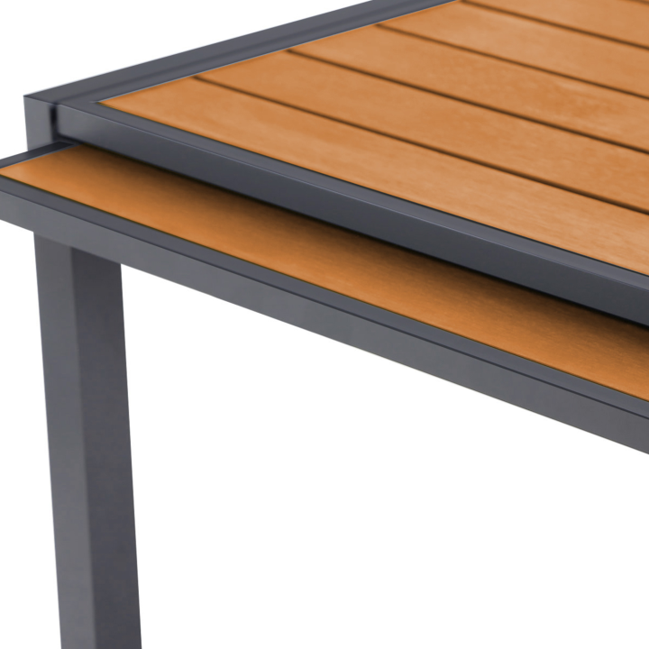 Mesa de jardín extensible de madera y gris y 12 sillas apilables | ID Market