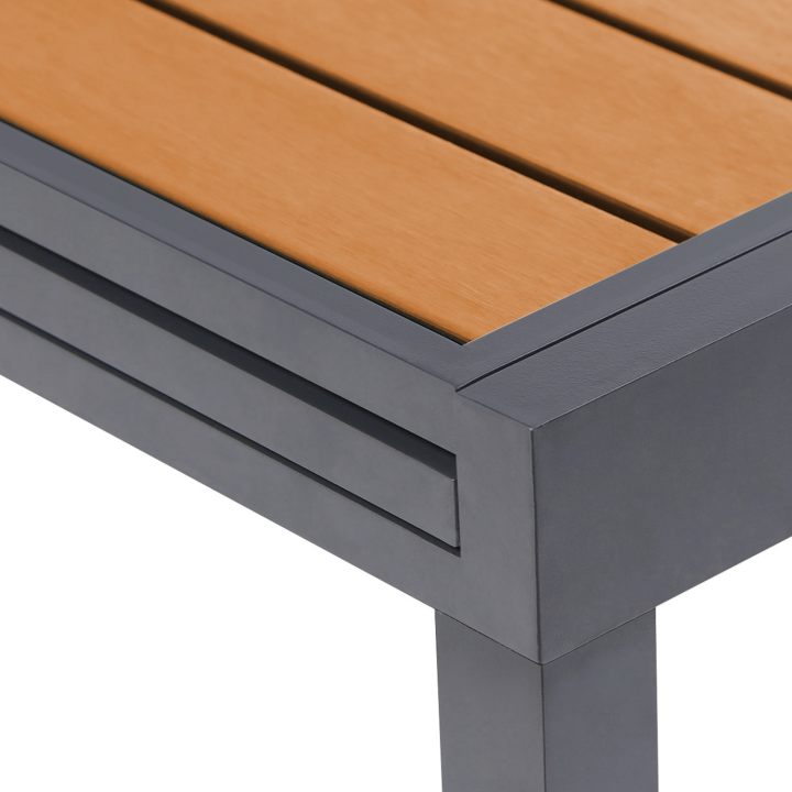 Mesa de jardín extensible de madera y gris y 12 sillas apilables | ID Market