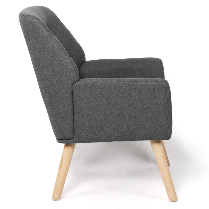 Fauteuil scandinave NAT en tissu gris anthracite