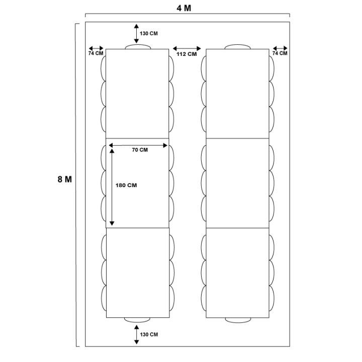 Tente de réception 4x8 M barnum PE 180gr/m² blanc