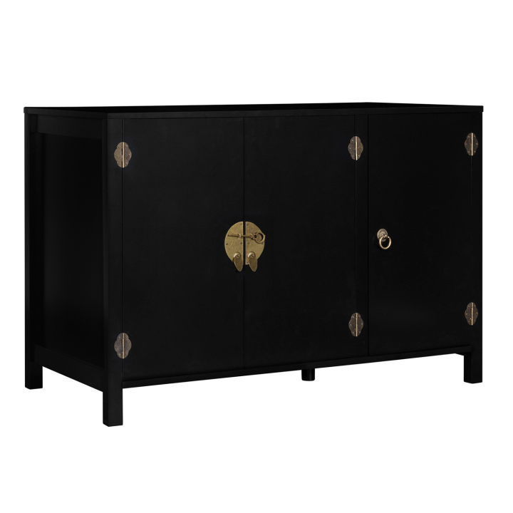 Buffet bas 110 cm YANG 3 portes bois noir