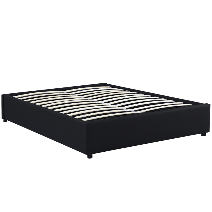 Lit coffre double MIAMI avec sommier 140 x 190 cm PVC noir