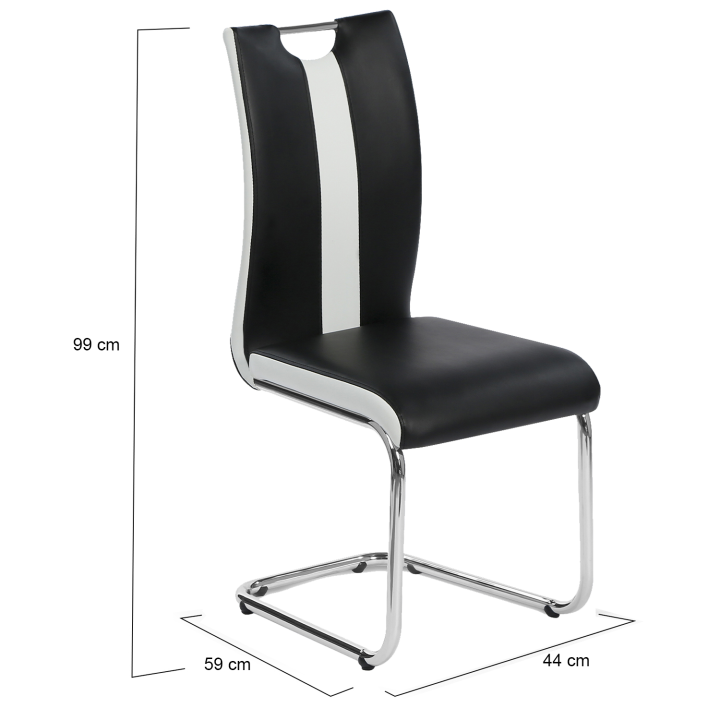 Lot de 4 chaises PIA noires et blanches pour salle à manger