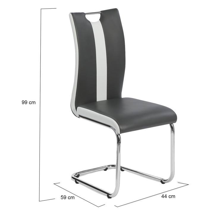 Lot de 4 chaises PIA grises et blanches pour salle à manger