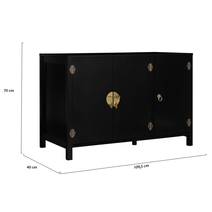 Buffet bas 110 cm YANG 3 portes bois noir