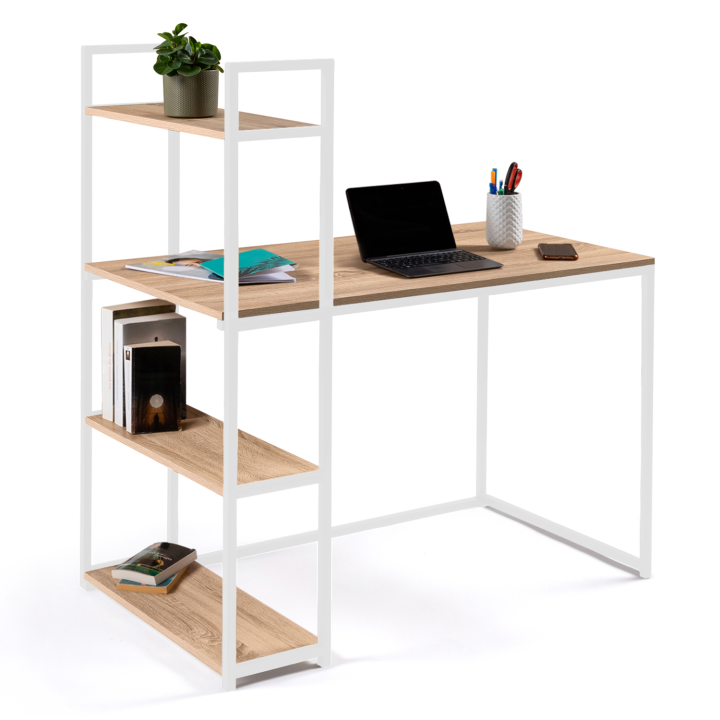 Bureau DETROIT design industriel bois et métal blanc