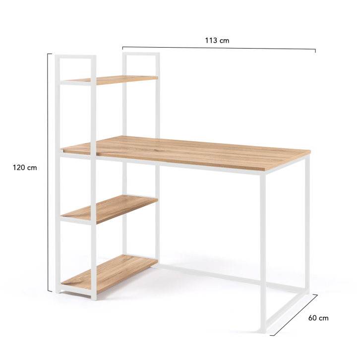 Escritorio industrial barato 110 cm madera y metal blanco | ID Market