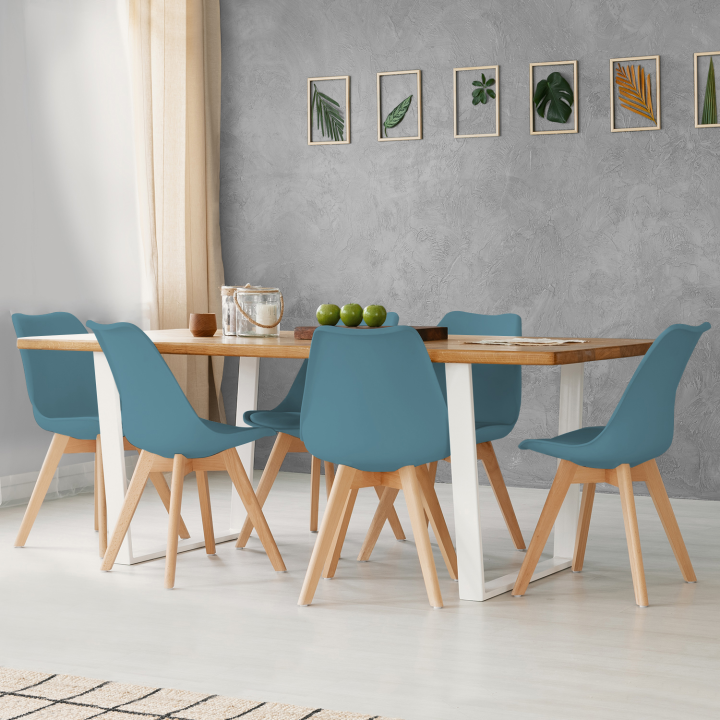 Lot de 6 chaises SARA bleu pastel pour salle à manger