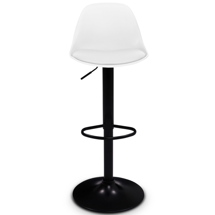 Lot de 2 tabourets de bar KARL design blanc pied noir