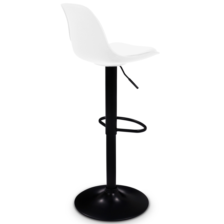 Lot de 2 tabourets de bar KARL design blanc pied noir