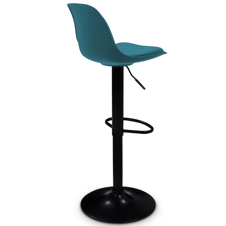 Lot de 2 tabourets de bar KARL design bleu canard pied noir