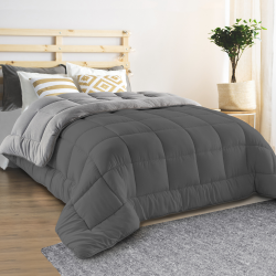 Couette ZOE 140x200 CM polaire biface gris clair et gris 400 gr