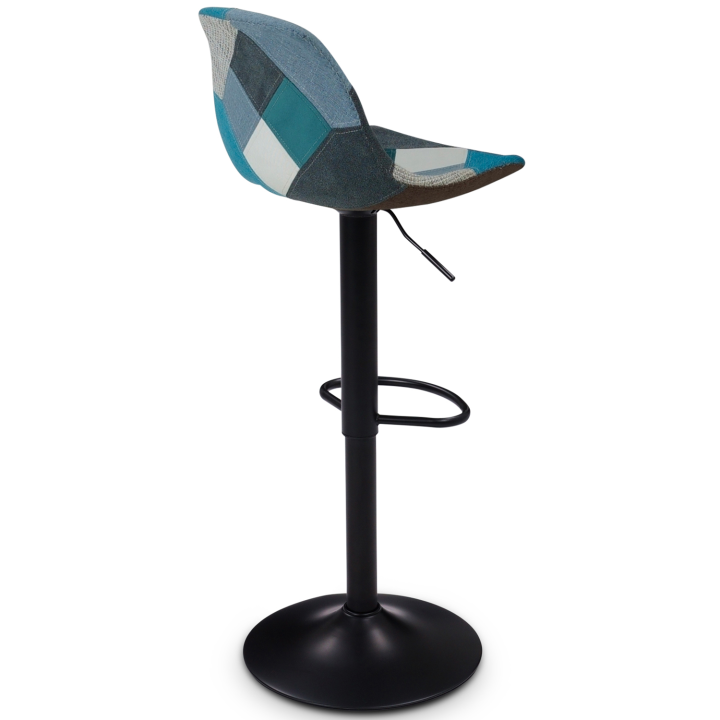 Taburete de bar de diseño con asiento patchwork azul - x 2 - KARL | ID Market