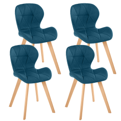 Eendblauwe stoffen eetkamerstoelen - Set van 4 - ROBINE | ID Market