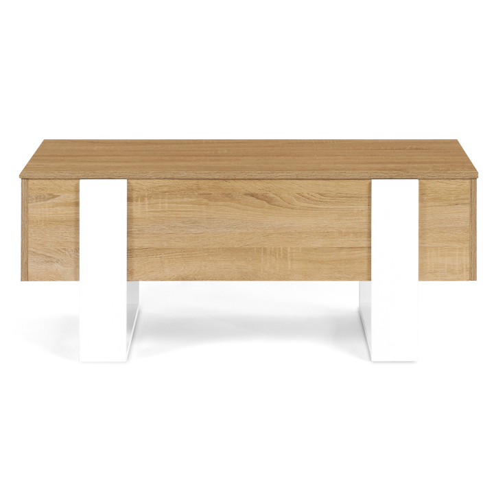 Table basse plateau relevable PHOENIX bois et blanc