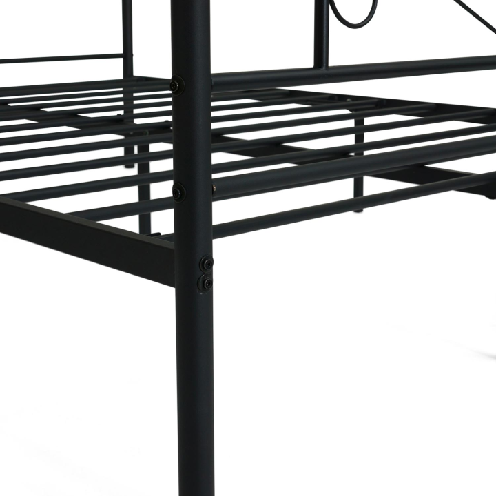 Lit double avec sommier métal TAMPA 140x190 cm noir