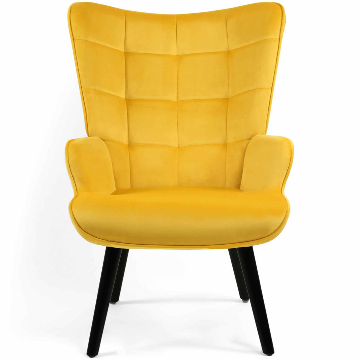 Fauteuil scandinave ANIA velours jaune