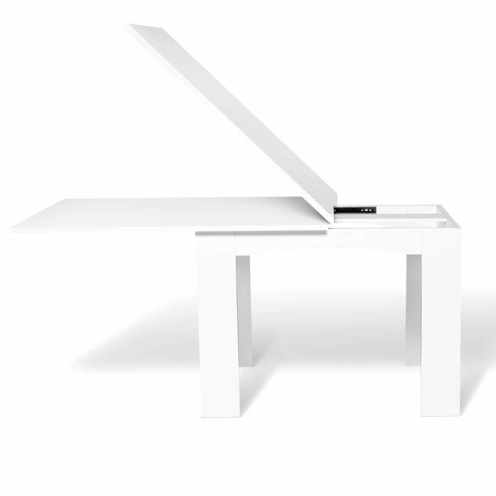 Table à manger extensible rectangle DONA 6-10 personnes blanche 110-220 cm