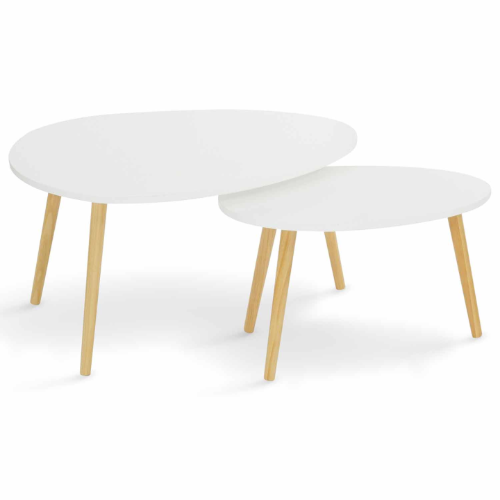 Lot de 2 tables basses gigognes GAIA laquées blanc scandinave