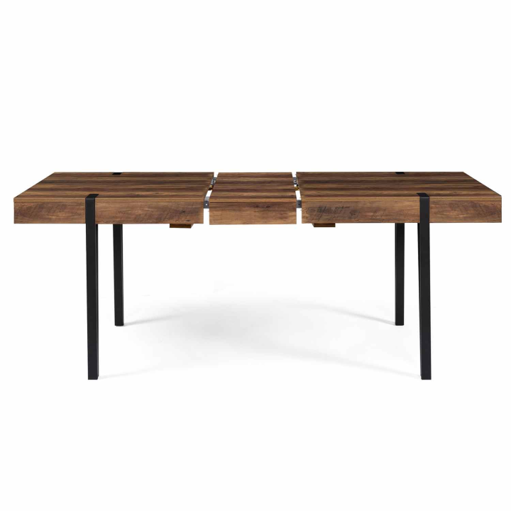 Table à manger extensible rectangle AUSTRIA 6-10 personnes bois pied épingle noir 160-200 cm