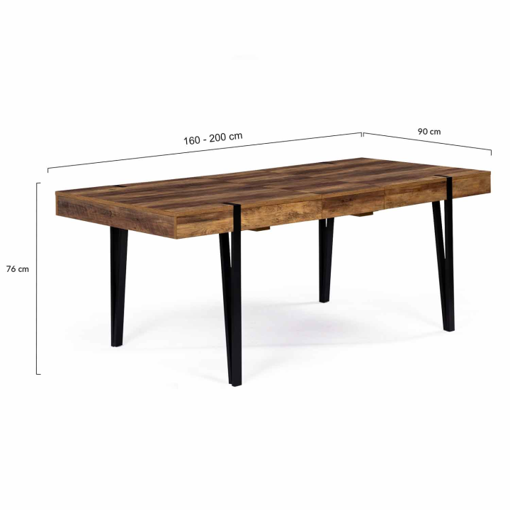 Mesa de comedor extensible de madera oscura con base de pino negro - AUSTRIA | ID Market