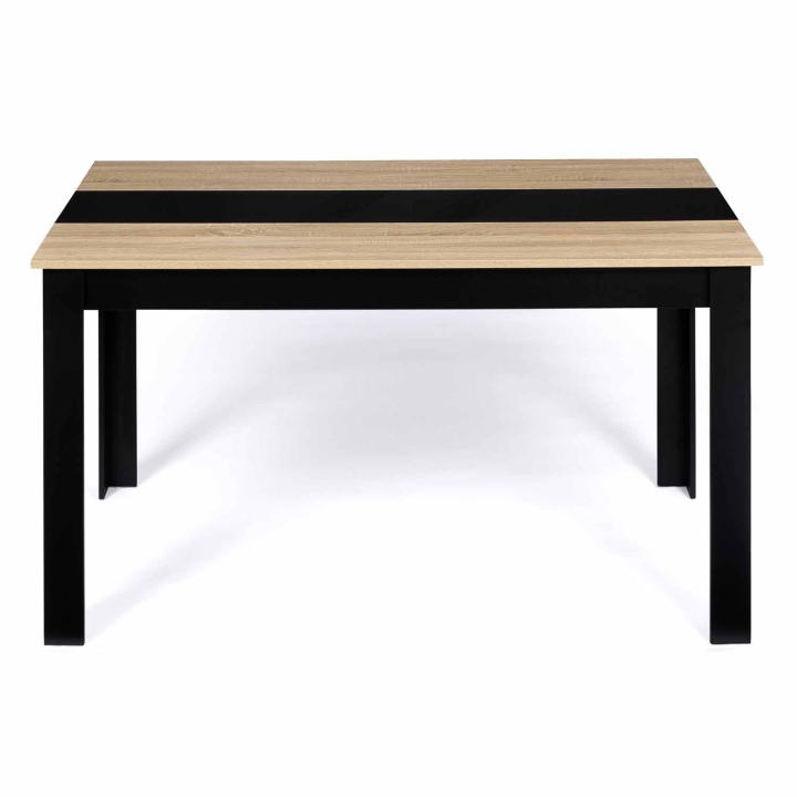 Mesa de comedor para 6 personas en negro y imitación de haya - GEORGIA | ID Market