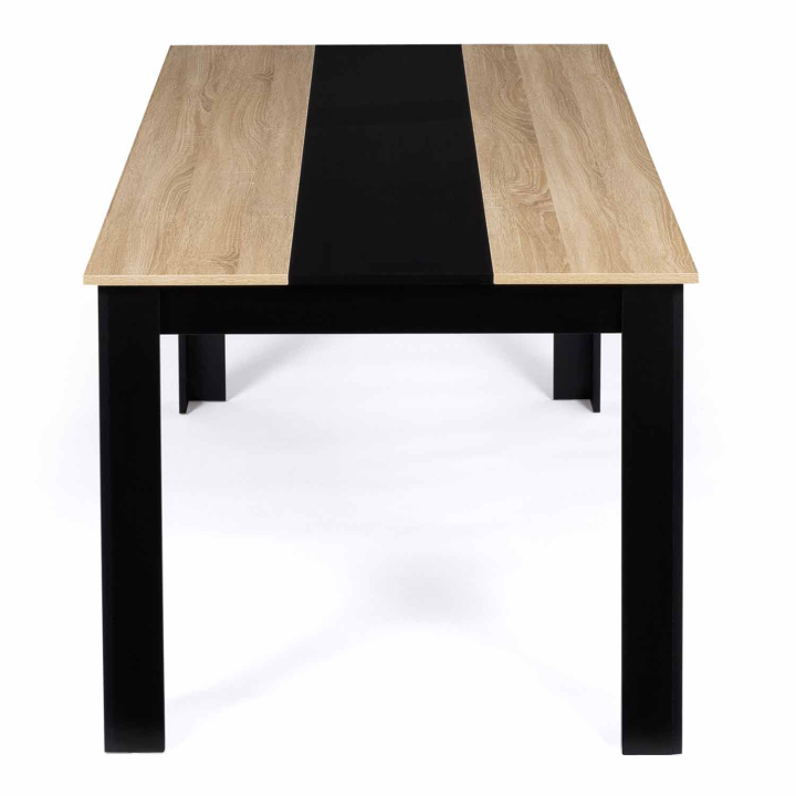 Mesa de comedor para 6 personas en negro y imitación de haya - GEORGIA | ID Market