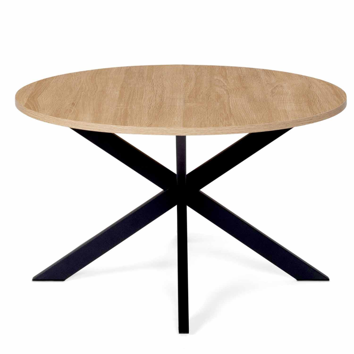 Mesa de centro redonda con pata de araña 70 cm madera y negro - ALIX | ID Market