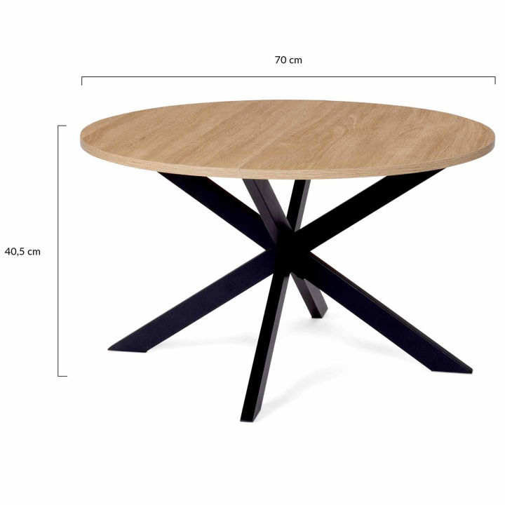 Mesa de centro redonda con pata de araña 70 cm madera y negro - ALIX | ID Market