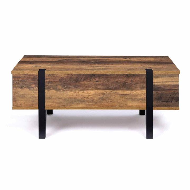 Mesa de centro con tablero elevable de madera oscura y base de pasador - AUSTRIA | ID Market