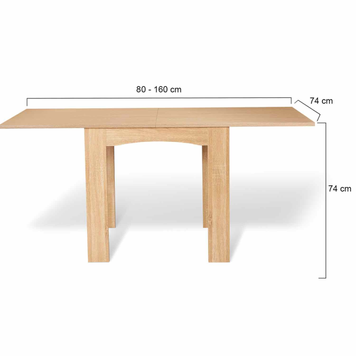 Table à manger extensible rectangle DONA 6-8 personnes hêtre 80-160cm