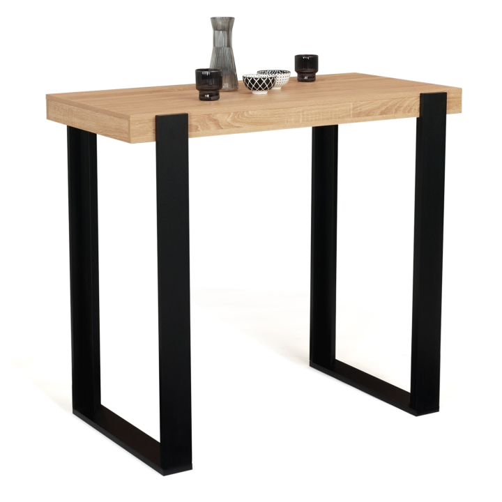 Table haute de bar PHOENIX bois et noir 113 cm