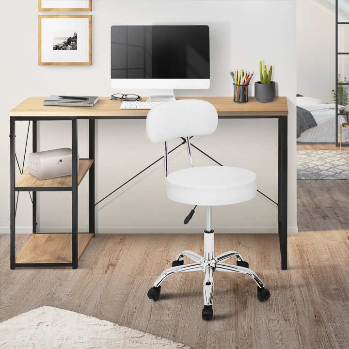 Chaise de bureau à roulettes CYRILLE avec dossier blanc