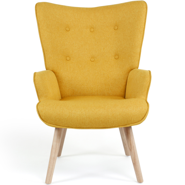 Fauteuil scandinave IVAR avec repose pieds jaune