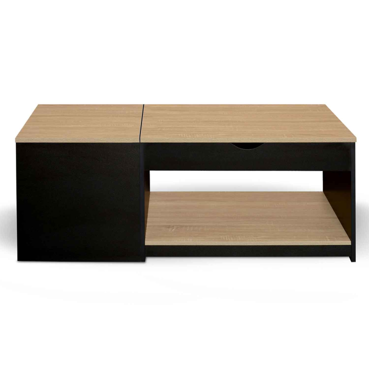 Mesa de centro doble con tablero negro y madera - EYLA | ID Market