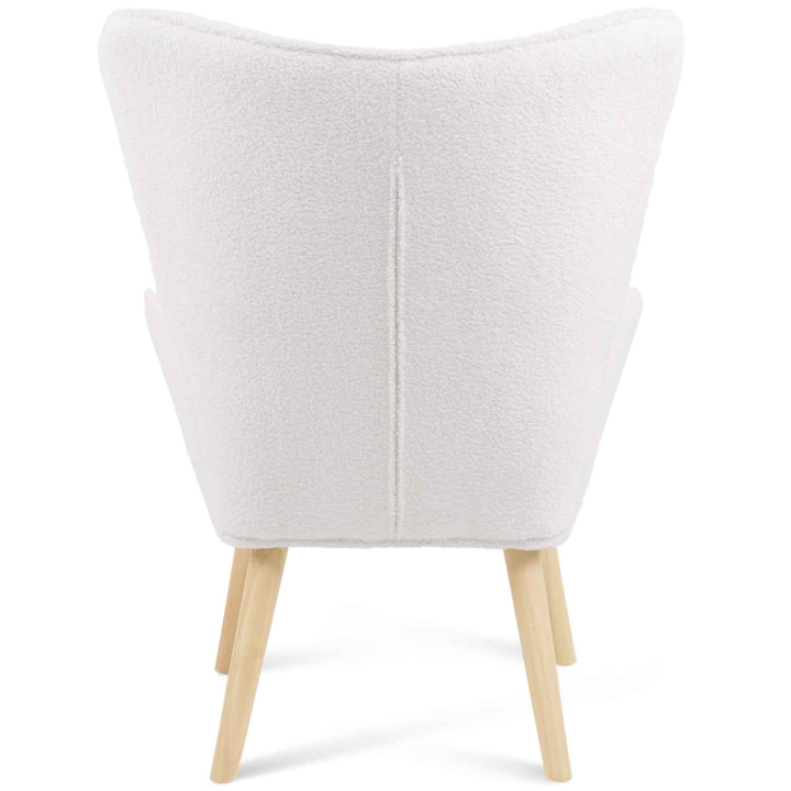 Fauteuil scandinave IVAR en tissu bouclette blanc cassé