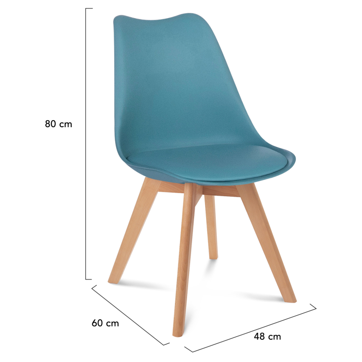 Lot de 6 chaises SARA bleu pastel pour salle à manger