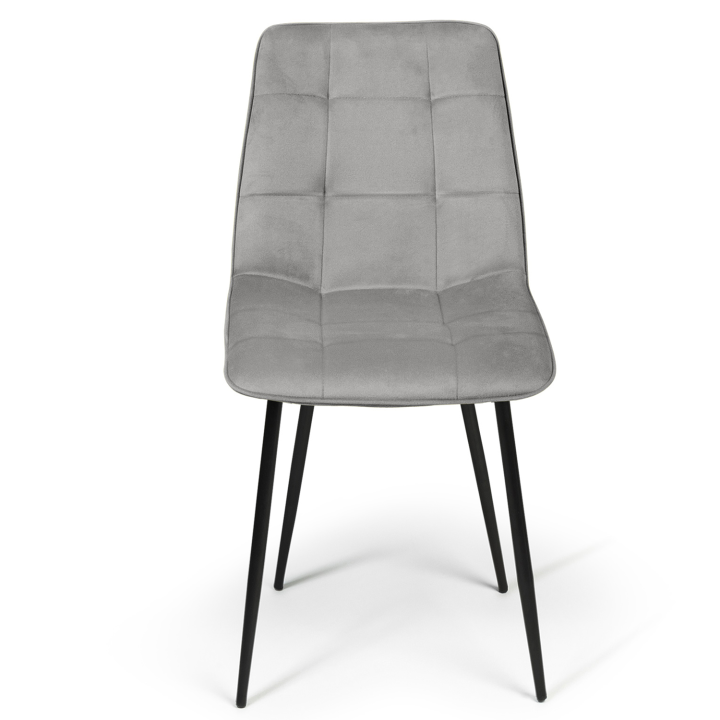 Lot de 6 chaises MILA en velours gris clair pour salle à manger